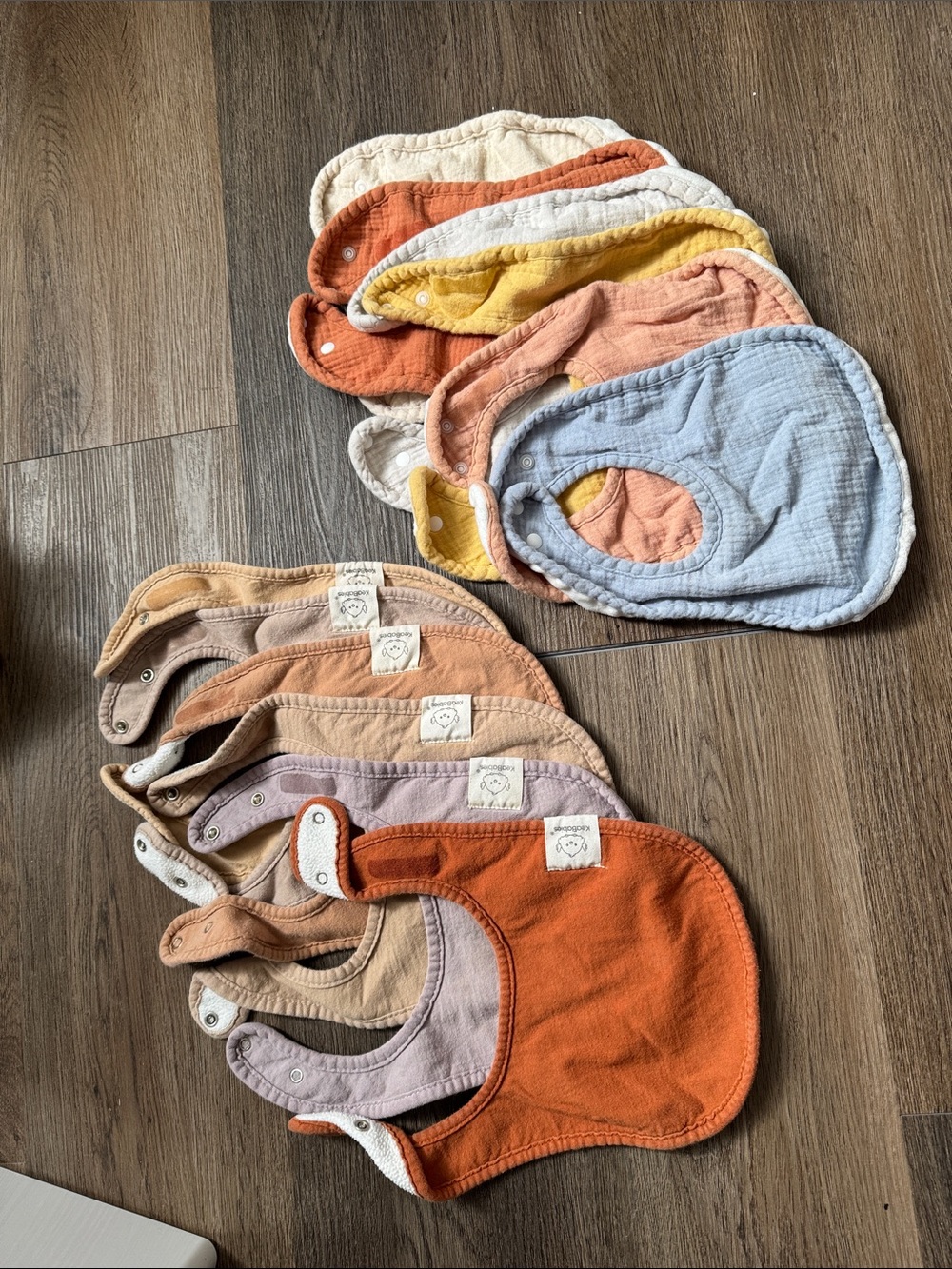 Multi-Pack Cotton Baby Bibs in Orange, Rust, Yellow, Blue, Cream